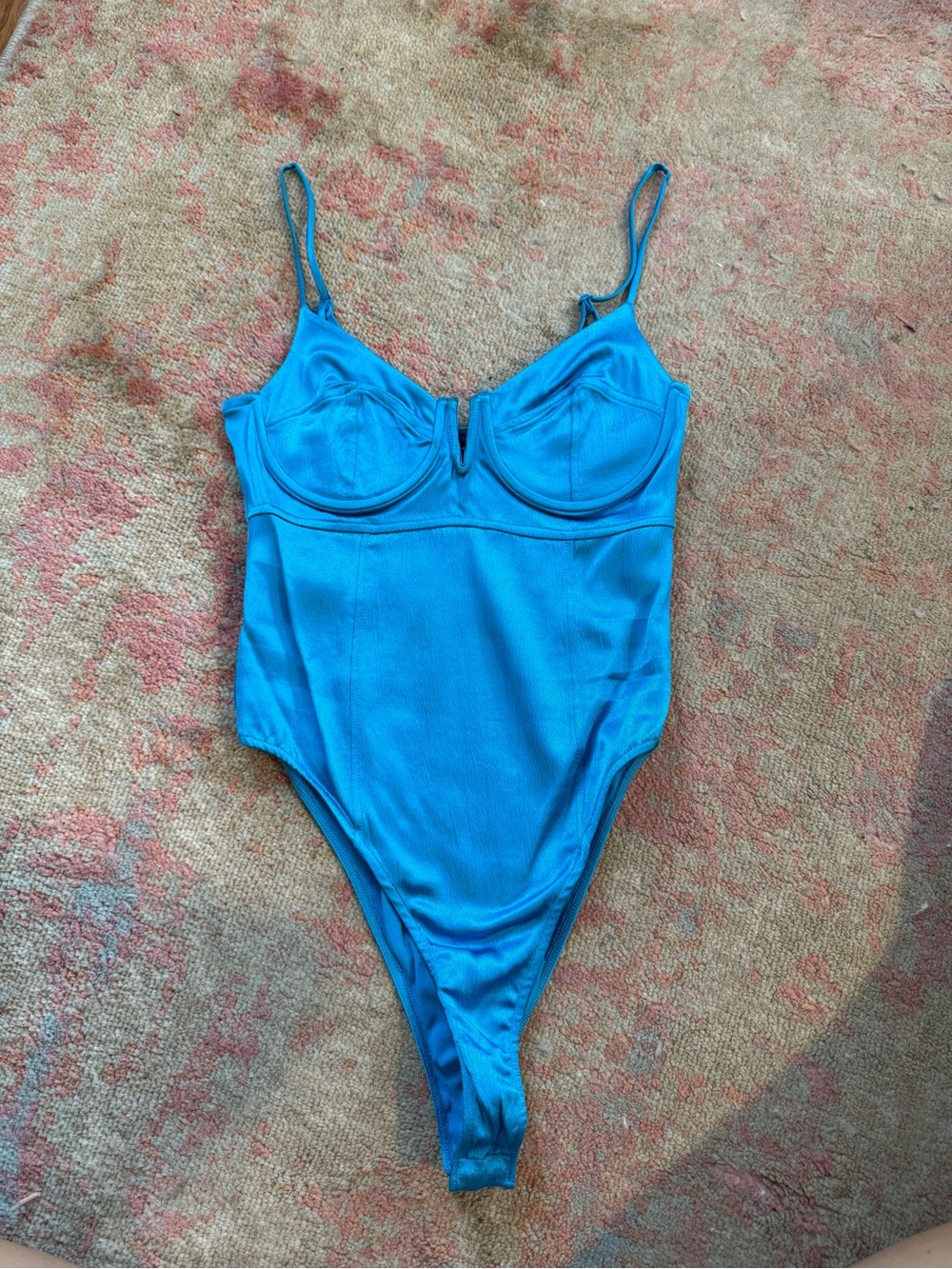 Zara Turquoise One-Piece Bodysuit with Underwire